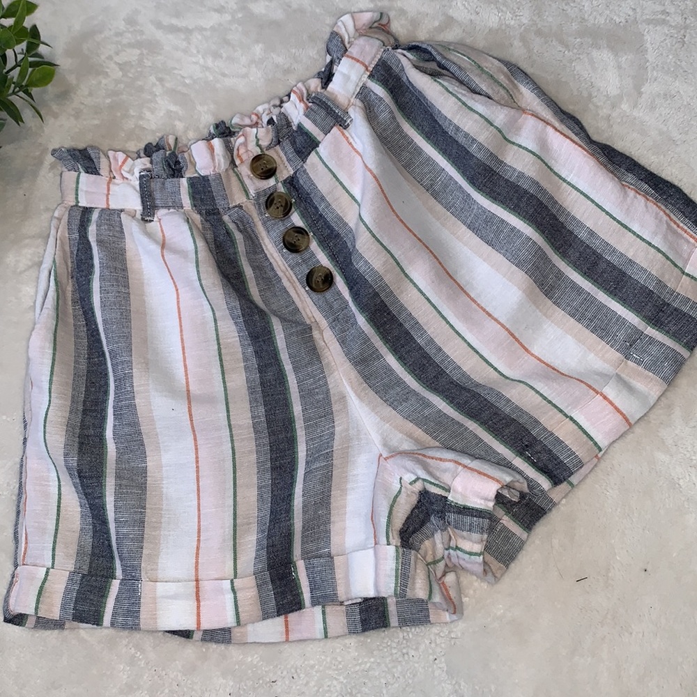 American Eagle XS Striped Elastic Waist Shorts EUC Pink Blue White Green - Picture 10 of 11